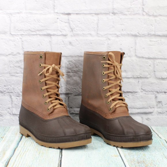 Sorel Brown Leather Lace Up Insulated Ankle Winter Duck Boots Size 11 - Picture 3 of 9